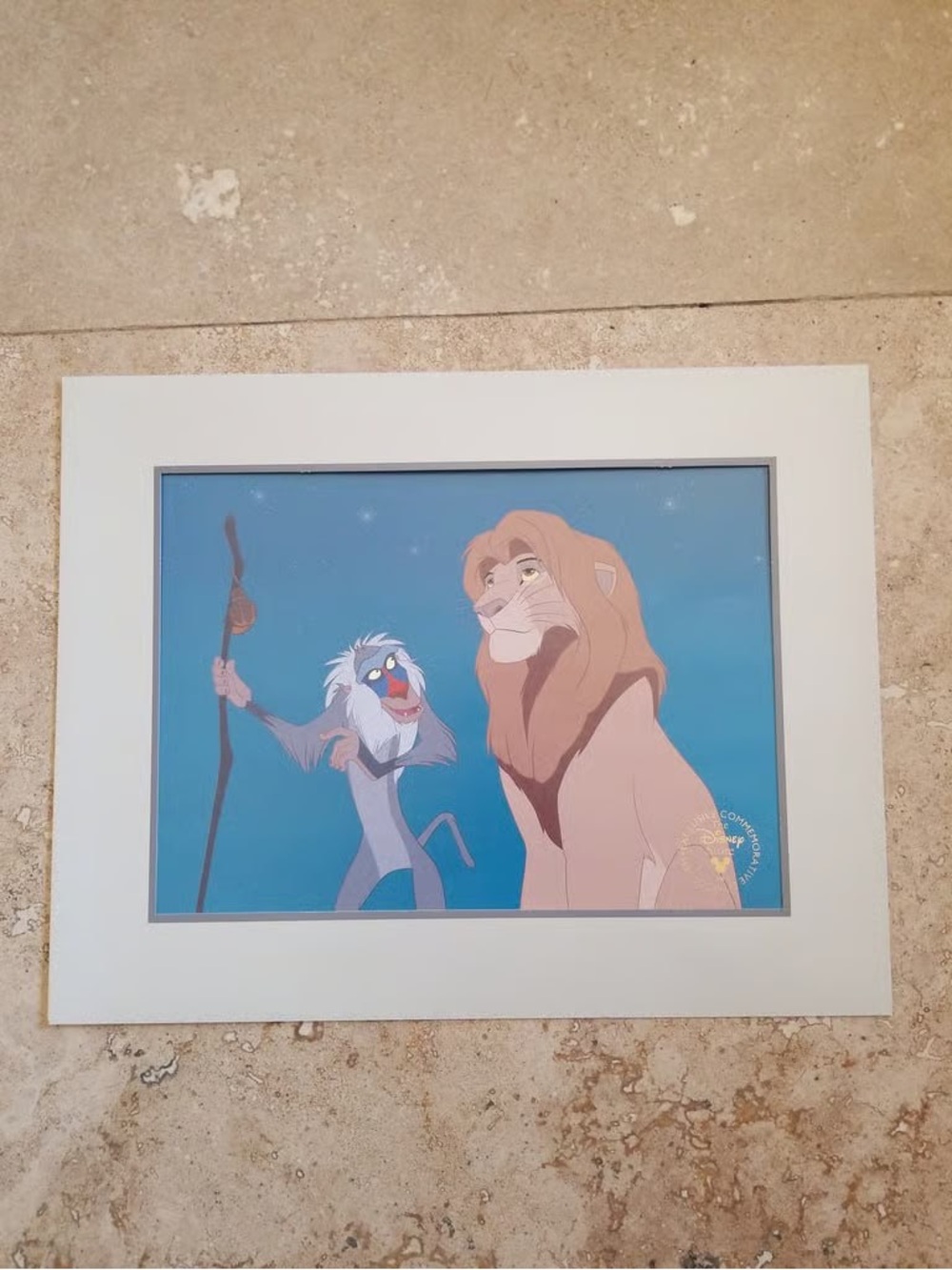 The Lion King Rafiki & Mufasa Disney Art Print - Blue Background
